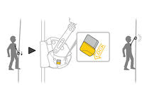 A drawing of the integrated locking function allows the user to immobilize the device in order to reduce the potential fall distance.