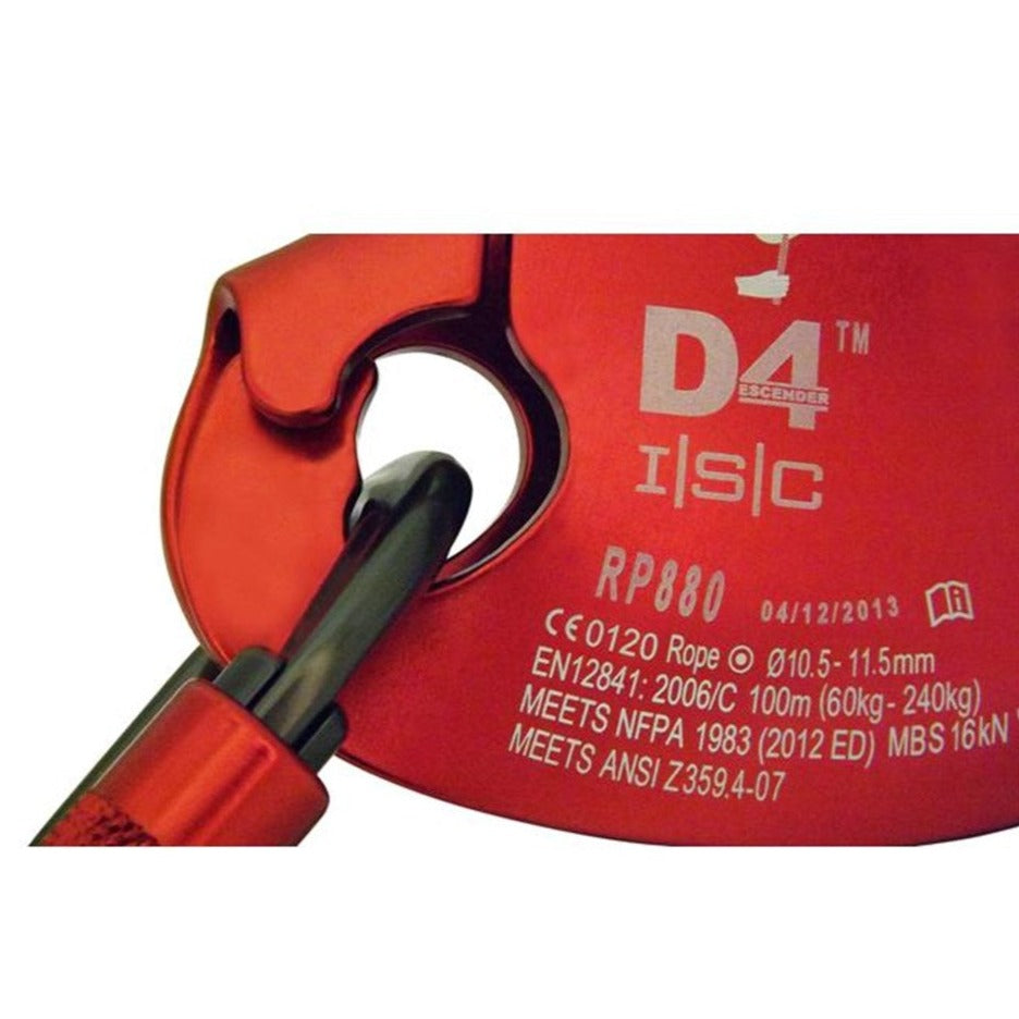 ISC D4 Work Rescue Descender in red