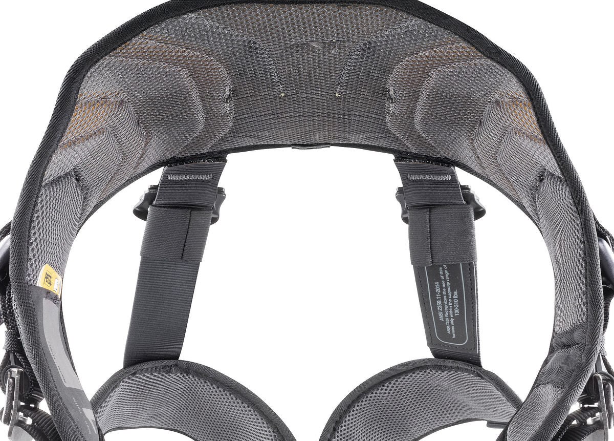 The Petzl AVAO BOD international version harness semi rigid waistband and leg loops