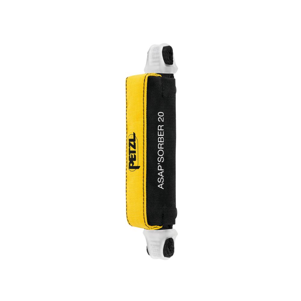 The Petzl ASAP'SORBER 20cm energy absorber, featuring a durable yellow and black protective cover with the brand logo.
